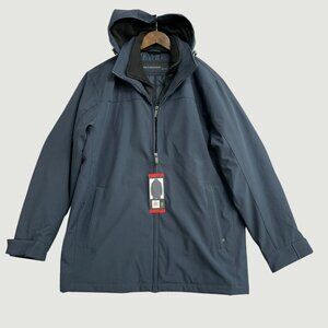 NEW Weatherproof Men's M Stretch Tech Windbreaker Hooded Jacket Blue JCK0180